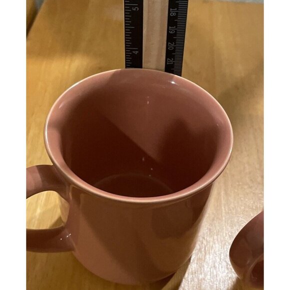 Mervyn’s Japan Coffee Tea Mugs Mug‎ Salmon Pink Stoneware Vintage Set Of 2 - Picture 3 of 5